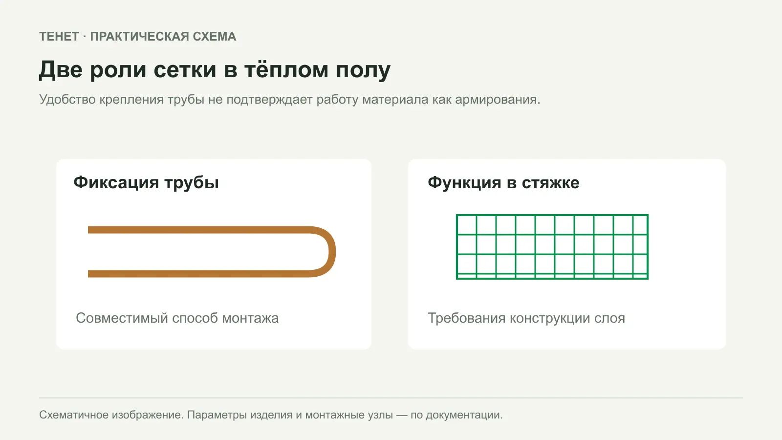 Сетка в тёплом полу: крепление труб и армирование — разные задачи