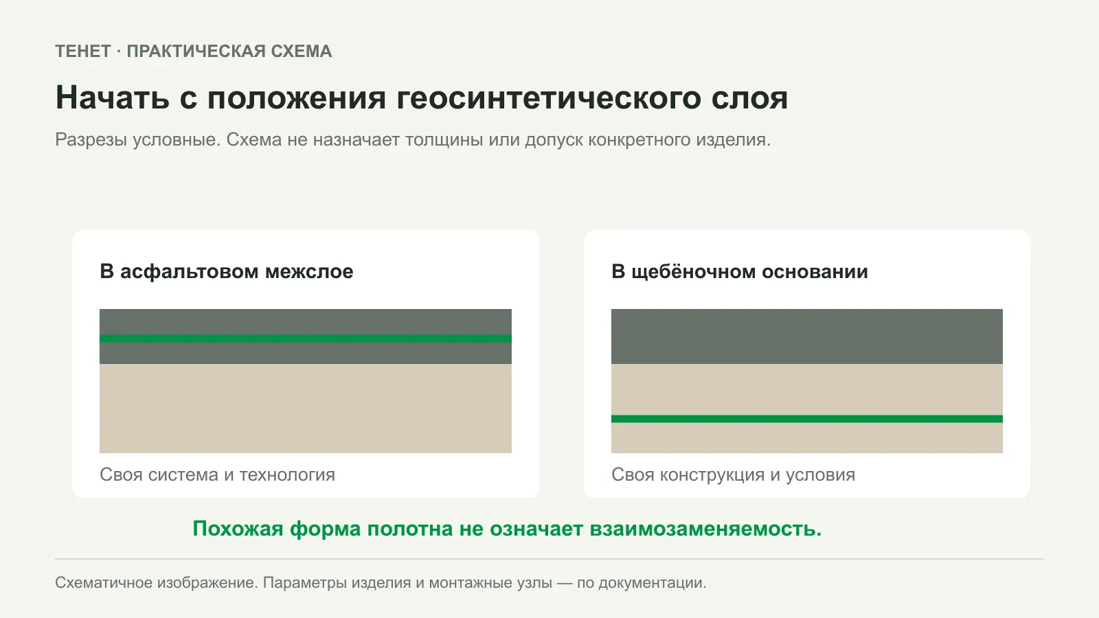 Стекловолоконная геосетка в асфальте и полимерная под щебнем: почему это разные системы