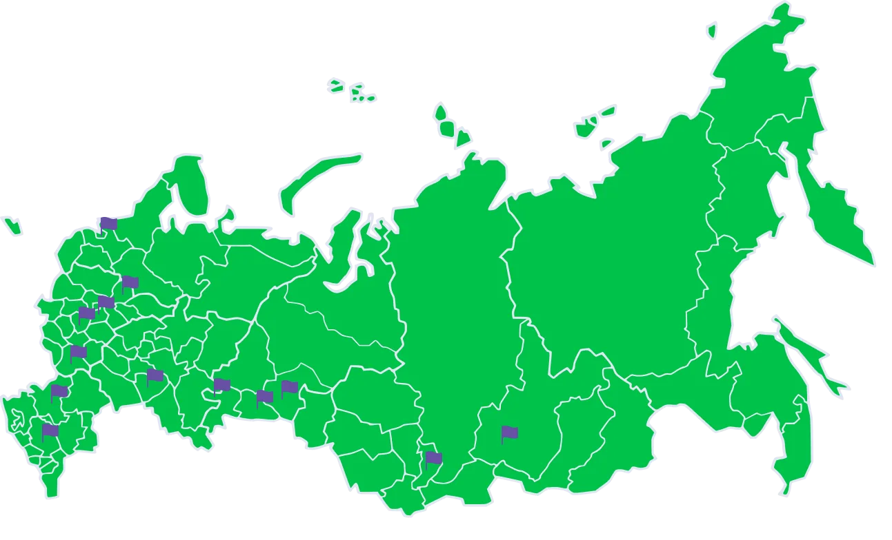 География команды ТЕНЕТ на карте России